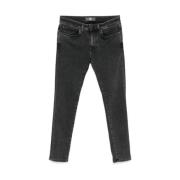 Grå Stretch Vasket Denim Skinny Jeans