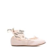 Lyserød Satin Ankelrem Ballet Flats