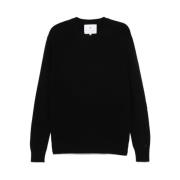 Sort Uld Ribstrikket Sweater