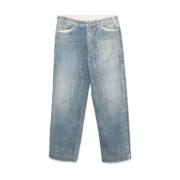 Lys Blå Bomuldsblanding Wide Leg Jeans