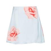 Rose Print Satin Nederdel