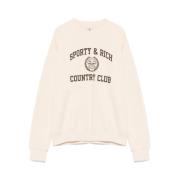 Beige Logo Print Crew Neck Sweater