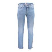 Slim Fit Denim Jeans Blå Broderet