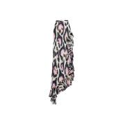 Jaguar-Print Asymmetrisk Maxi Nederdel