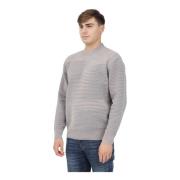 Beige Crewneck Sweater med Kontrastdetaljer