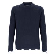 Rundhalset sweater med pauser i uld