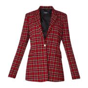 Rød Tartan Blazer Klassisk Stil