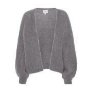 Almond Kort Cardigan med Oversized Ballonærmer