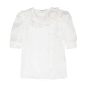 Silke organza bluse med rose detaljer