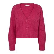 Pink Pointelle Cardigan Sweater