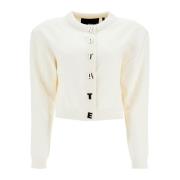 Ivory Bomuldscardigan med Crew Neck