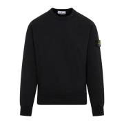 Sort Bomulds Sweatshirt med Logo Patch