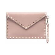 Rosa læder studded clutch taske