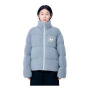 Uld Cable-Knit Jakke med Logo Patch