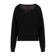 V-hals Logo Sweater - Sort