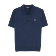 Ocean Blue Polo Shirt Ribbed Collar