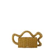 Raffia Håndbåret Clutch med Magnetisk Lukning