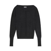 Lurex Ribbed Sweater Boat Neck