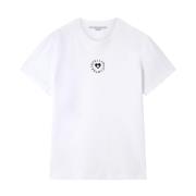 Hvid Logo Print Bomuld T-shirt