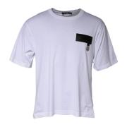 Hvid Bomuld Crew Neck T-shirt med Logo