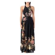 Elegant Blomstret Halterneck Maxi Kjole