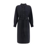 Knotted Wool Coat med Klassisk Krave