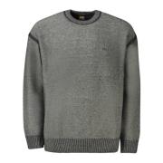 Grå Langærmet Sweater med Kontrastdetaljer