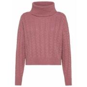 Lyserød Twisted Trøje med Turtleneck