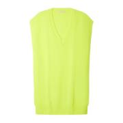 Fluorescerende gul Kashmir V-hals sweater