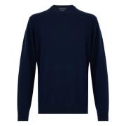 Navy Merino Uld Sweater Mænd