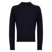 Blå Sweater Cashmere Uld Langærmet