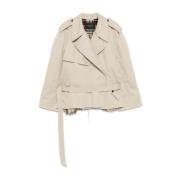 Beige Oversize Bomuld Trench Coat