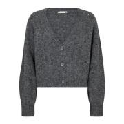 Grå Melan Pointelle Cardigan