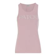 Logo Tank Top Pink White Cotton