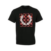 Sort Cross Stitch Printet T-shirt