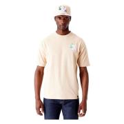 Beige Blomstret Grafisk T-shirt