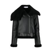 Shearling Læder Biker Jakke