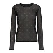 Glitrende Hjerte Mesh Top