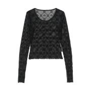 Sort Mesh Sheer Jacquard Sweater