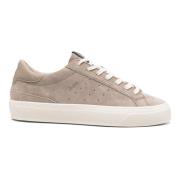 Beige Ruskind Sneakers Med Perforerede Detaljer