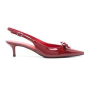 Rød Patent Slingback Kitten Heel Pumps