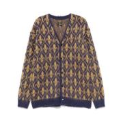 Mohair Blend Jacquard V-Neck Sweater