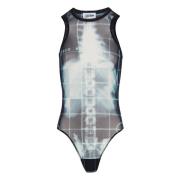 Sort bodysuit med gennemsigtigt design