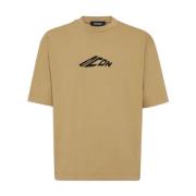 Logo Print Beige Bomuld T-shirt