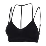 Sort Ribbed Bralette med V-hals