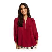 Burgundy Andrea Bluse med Lynlås