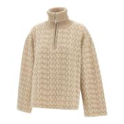 Monogram Merino Uld Sweater Sand Hvid