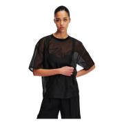 Gennemsigtig organza stof T-shirt