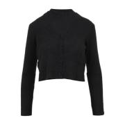 Sort Uldblanding V-Hals Cardigan