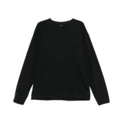 Sort Crew Neck Langærmet T-shirt